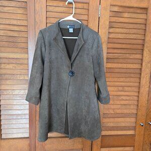 Damee, Inc. 1 Button Swing Jacket Olive Green Pockets Women's Medium 3/4 Sleeves